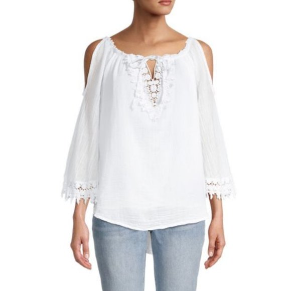 NWT SAKS FIFTH AVENUE lace white top size L - Picture 2 of 6